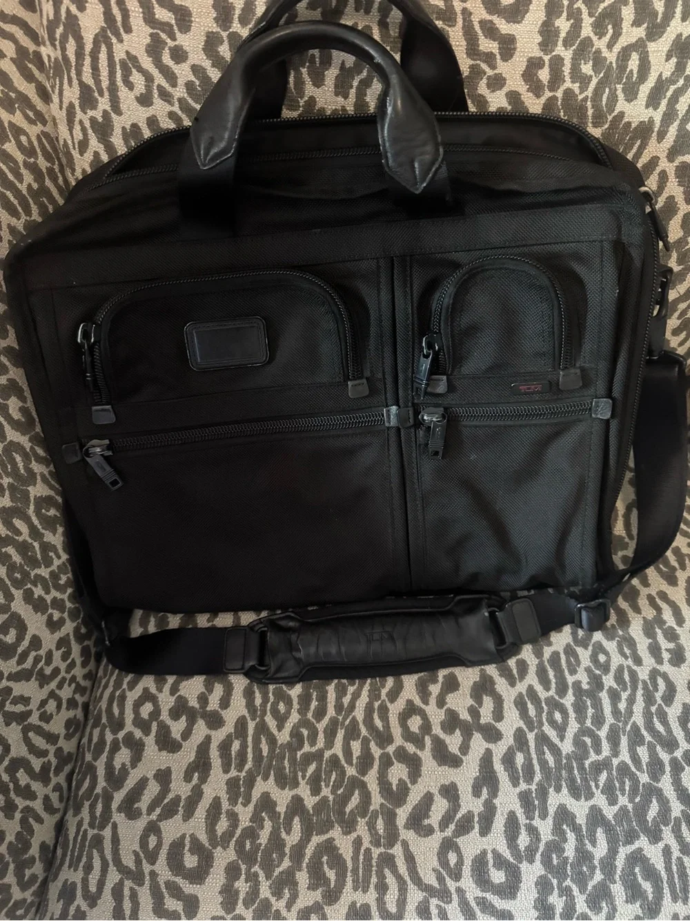 Tumi Black Nylon Laptop Briefcase with Dual Front Pockets
